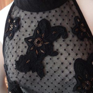 Free People Lace Embroidered Appliqued Beaded Top